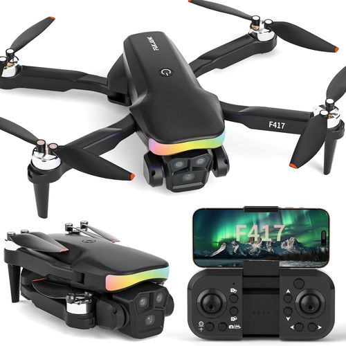 Clicksell-Drone Avec Caméra 1080p Pour Enfants & Adultes,Lumière Rgb Réglage Électrique 90°,Wifi Fpv Mini Drone Avec Vidéo En Direct 3d Filp,Rc Quadricoptère Cadeau Pour Enfants Et Adultes,C0,Black-Fakjank