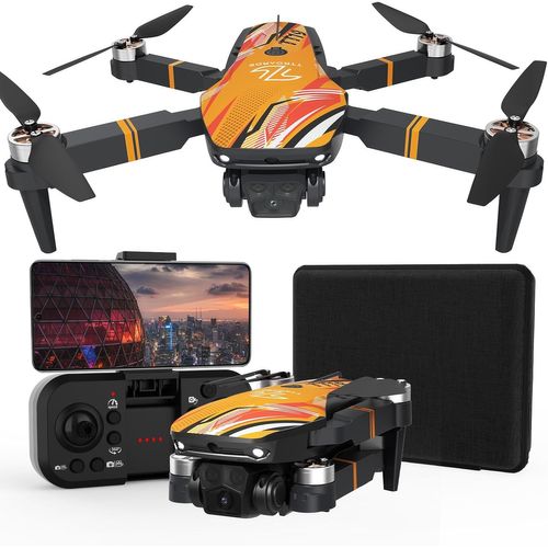 Clicksell-Tt19 Mini Drone Avec Caméra Pour Débutants, Caméra 4k Hd, 270° Évitement D'obstacles Niveau 3 Résistance Au Vent, Drones Pour Enfants Quadcopter Pliable Jouet Cadeau, Orange-Ttroards