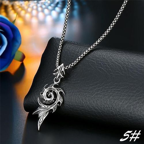 1pc Punk Vintage Argent Rose Croix Squelette Collier Personnalité Gothique Rouge Zircon Pendentif Collier Femmes Hommes Bijoux Couleur 5