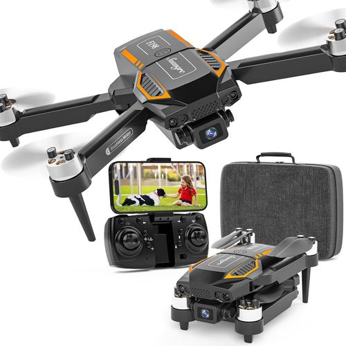 Clicksell-F198 Drone Avec Caméra 720p Hd, Objectif Ajustable À 90°, Drone Fpv Pliable Pour Adultes Débutants, 3d Flip, Auto Hold, Optical Flow Positioning, Waypoint Flight, Valise De Transport-Suangrc