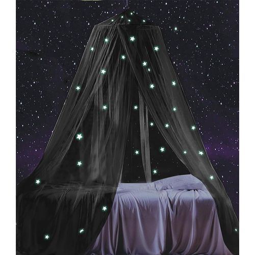 Clicksell-Ciel De Lit Avec Étoiles Lumineuses Dans Le Noir, Rideaux De Lit Noir Pour Berceau, Lit D'enfant Et Lit D'enfant, Lit Double, Lit Double Et Grand Lit, Moustiquaire Pour Chambre D'adulte