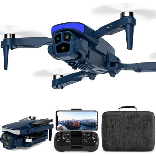 Clicksell-Drone Avec Caméra 1080p Pour Adultes Et Enfants,Mini Drones Avec Lampe Bleue Led,Quadricoptère Rc Pliable Fpv Wifi Drone Avec Maintien D'altitude,Contrôle Et Gestuel,Mode Sans Tête Pour Déb-Karuisrc