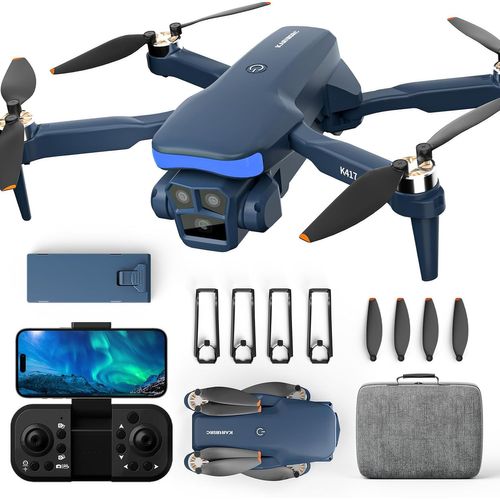 Clicksell-Drone K417 Avec 2 Caméras 1080p Hd Réglage Électrique 90°Drones Fpv,Lumières Led Bleues Pliable Léger Télécommande Positionnement Optique Flip 3d,Batterie Modulaire,Pour Adultes Débutants-Karuisrc