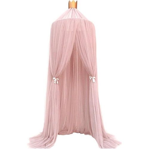 Clicksell-Ciel De Lit Baldaquin Pour Lit Bébé 100% Polyester Tissu Romantique Baldaquin Moustiquaire Pour Enfants Pour Lire Jouer Tente Rideau De Suspension Pour Bébé Décoration De Chambre (Rose)