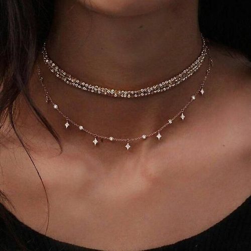 Collier Avec Pendentif C¿Ur Bohème Pour Femme, Vintage, Verre, Étoile Géométrique, Chaîne Couleur Or, Bijoux Couleur 28
