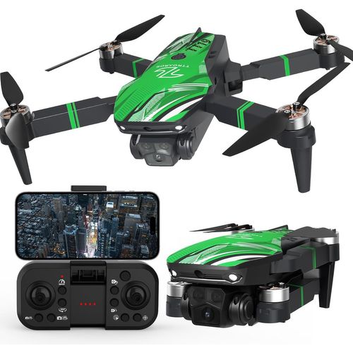 Clicksell-Drone Avec Caméra 4k Pour Adultes, Évitement D'obstacles À 270°, Moteur Sans Balais, Drone Pliable Rc Quadcopter Avec Positionnement Par Flux Optique, Résistance Au Vent De Niveau 3 (Vert)-Ttroards