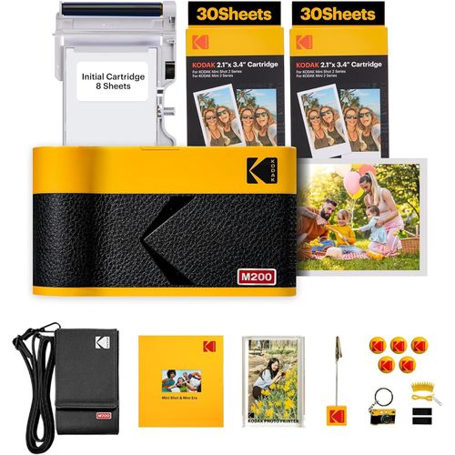 CLICKSELL-Mini 2 Era 4Pass Imprimante Photo Portable (5,3X8,6Cm) (Jaune, Lot Accessoire Avec 68 Feuilles (8 Feuilles Initiales + Paquet De 60 Feuilles))