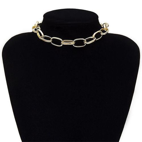 Chaîne Gothique Courte Punk Hip-Hop Pour Femmes, Collier Avec Pendentif D'amour En Métal, Accessoires Couleur Argent, Bijoux Ovale Or