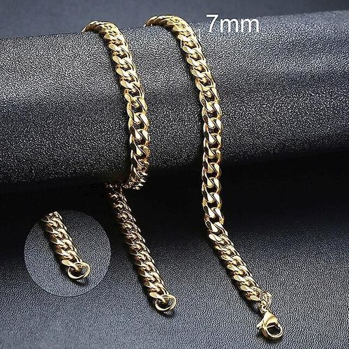 Chaîne En Acier Inoxydable Collier Doré Et Noir Doré Pour Homme Et Femme-Taille 70 Cm 60 Cm Couleur 7mm Or