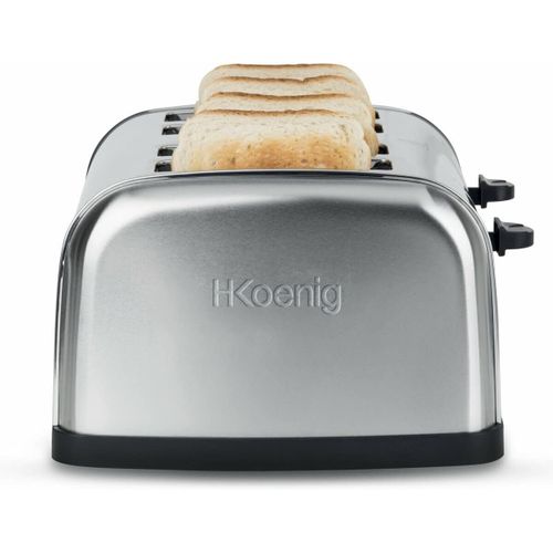 CLICKSELL-Grille Pain Toaster 4 Tranches Toas14 Fentes Larges Inox Vintage, 6 Niveaux De Brunissage, Décongélation, Rapide Et Uniforme, Pain Et Viennoiserie, Nettoyage Facile, 1500 W