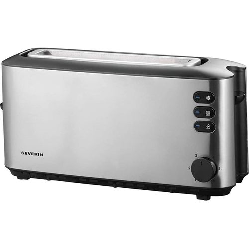 CLICKSELL-Grille-Pain Automatique 1 000 W, Toaster Compact 1 Fente Jusqu'À 2 Tranches, Grille-Pain Électrique Avec Réglage Du Degré De Brunissage & Fonction Décongélation, Inox/Noir, At 2515