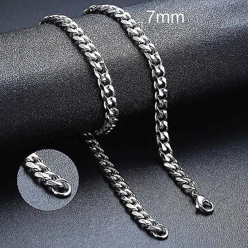 Chaîne En Acier Inoxydable Doré Et Noir, Collier Doré Pour Hommes Et Femmes, Taille 70 Cm 45cm, Couleur Argent 7mm