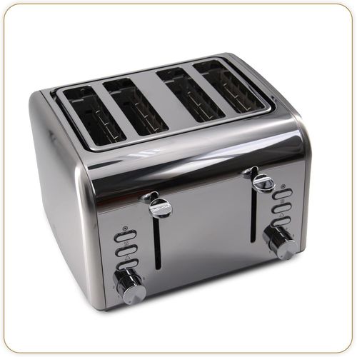 CLICKSELL-8698 Premium Inox, Grille Pain Toaster, 4 Fentes Largeur Variable, 2 Zones De Cuisson Réchauffage Décongélation Indépendantes, 1600 W, Tout Inox
