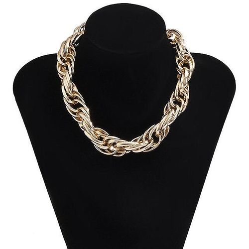 Collier Chaîne Épaisse En Aluminium Doré, Bijoux De Style Hip Hop Pour Femmes, Couleur Doré 20
