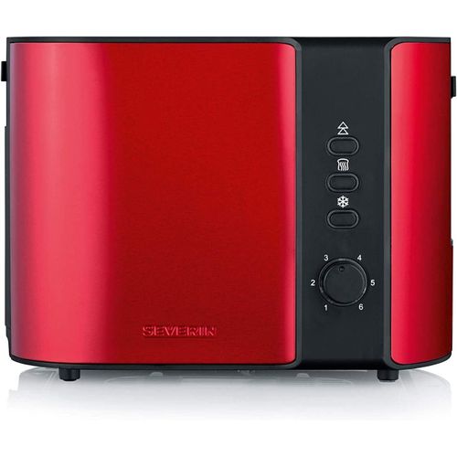 CLICKSELL-Grille-Pain Automatique 800 W, Toaster Compact 2 Fentes Jusqu'À 2 Tranches, Grille-Pain Électrique Avec Réglage Du Degré De Brunissage & Fonction Décongélation, Rouge/Noir, At 2217