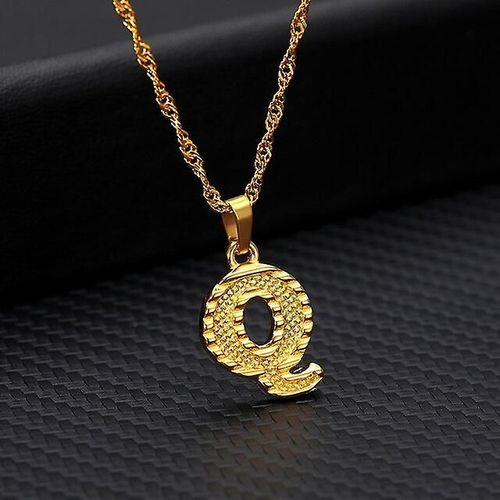 Collier Avec Lettre Majuscule Initiale Pour Femme Az Doré En Acier Inoxydable Pendentif Alphabet Cadeau Bijoux Saint Valentin Bijoux Pour Femme Couleur Q