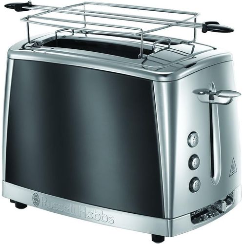 CLICKSELL-Grille Pain [Pour 2 Tranches] Luna Gris Inox (2 Fentes Extra Larges, 6 Niveaux De Brunissage Rapide, Surélévation & Contrôle, Décongèle, Réchauffe Viennoiserie, 1550W) Toaster 23220-56