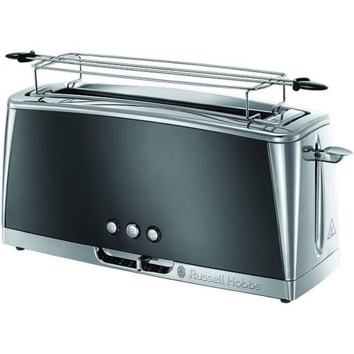 CLICKSELL-Grille Pain [Fente Longue 2 Toasts/ 1 Tranche Baguette] Luna Gris Inox (Fente Large, 6 Niveaux De Brunissage, Surélévation, Décongèle, Réchauffe Viennoiserie, 1420W) Toaster 23251-56