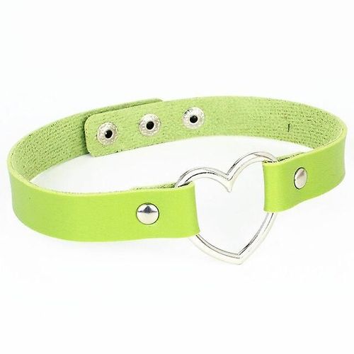 Chaîne Gothique En Cuir Pu Pour Femme, Avec Boucle En C¿Ur, Collier, Bijoux De Fête, Accessoires, Couleur Vert