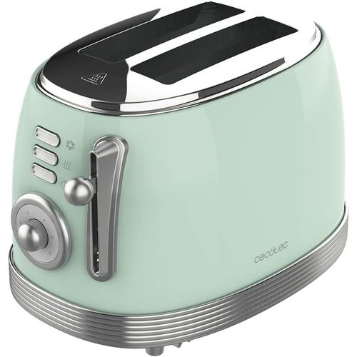 CLICKSELL-Grille Pain Vintage Toast&Taste 800 Vintage Light Green. 850 W, Double Fente Courte Extra Large De 3,8 Cm, 2 Toasts, Finitions En Acier Inoxydable, Style Vintage, 3 Fonctions