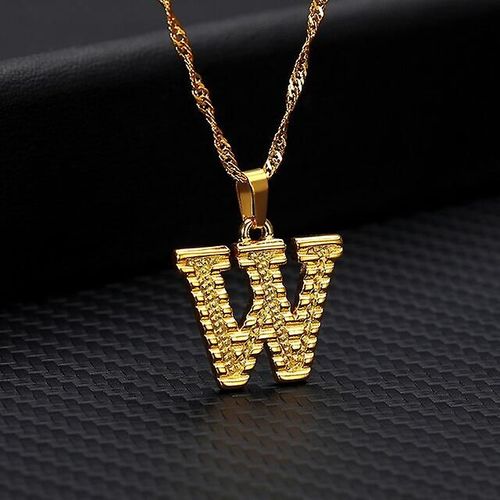 Collier Avec Lettre Majuscule Initiale Pour Femme Az Doré En Acier Inoxydable Pendentif Alphabet Cadeau Bijoux Saint Valentin Bijoux Pour Femme Couleur W