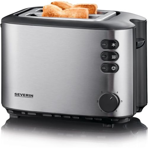 CLICKSELL-Grille-Pain Automatique 850 W, Toaster Compact 2 Fentes Jusqu'À 2 Tranches, Grille-Pain Électrique Avec Réglage Du Degré De Brunissage & Fonction Décongélation, Inox, At 2514