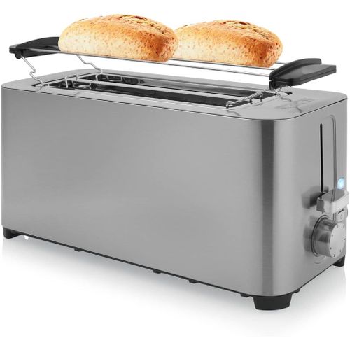 CLICKSELL-Grille-Pain Steel Toaster 2 Long Slot-1 050 W-Fonctions Décongélation, Annulation, Réchauffage-Support À Viennoiseries
