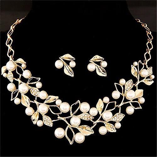 Ensembles De Bijoux Pour Femmes, Ensemble De Bijoux En Perles, Collier De Mariée En Cristal Doré, Couleur De Costume F443