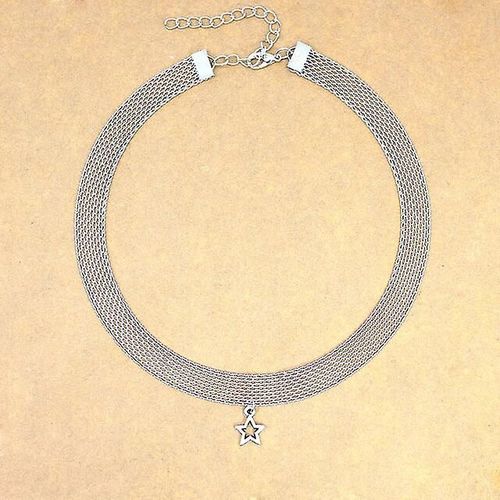 Collier En Tissu Large Unique Pour Femmes, Clavicule Texturée, Vintage, Bijoux Minimalistes, Couleur Étoile Argent