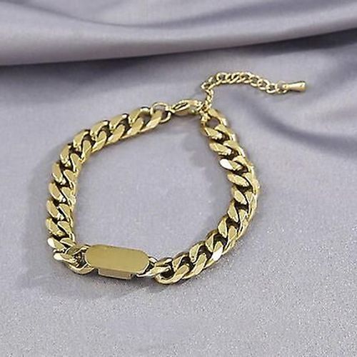 Chaîne Épaisse En Acier Et Titane Pour Femmes Et Filles, Avec Lettres, Design Creux Rétro, Bijoux Exagérés, Bracelet De Couleur L
