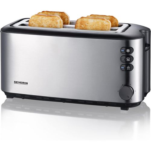 CLICKSELL-Grille-Pain Automatique 1 400 W, Toaster Compact 2 Fentes Jusqu'À 4 Tranches, Grille-Pain Électrique Avec Réglage Du Degré De Brunissage & Fonction Décongélation, Inox/Noir, At 2509