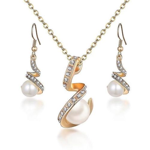 Collier De Perles D'imitation Classique, Ensemble De Bijoux De Couleur Or Pour Femmes, Verre Clair, Costume De Fête Élégant, Cadeau De Noël, Couleur F1125