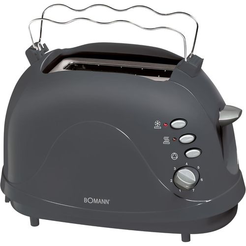 CLICKSELL-Ta246Cb-Gris, Grille Pain, Toaster Automatique, Grille-Pain À 2 Tranches-600/700 W, Décongélation, Toaster Et Réchauffage, Tiroir Ramasse-Miettes Amovible, Gris