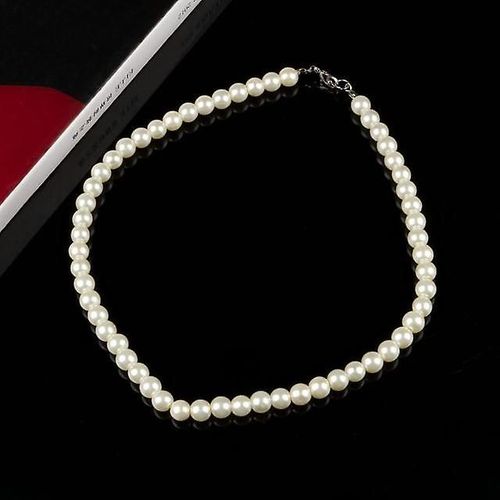 Colliers De Perles Pour Femmes, Chaîne De Perles Simulées De 8mm, Bijoux De Mariée, Cadeaux De Fête, Taille 42cm 42cm, Couleur Jaune Clair Or