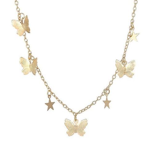 Verre Papillon Verre Pour Femmes Chaîne De Tennis Bohême Collier Double Couche Bijoux Couleur Ov5178401