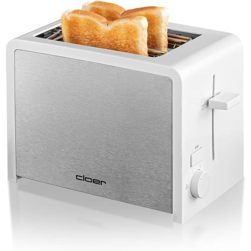 CLICKSELL-3211 Grille-Pain Pour 2 Tranches De Toast, Support Pour Petits Pains Intégré, Élevateur De Tranches De Pain, Tiroir À Miette, 825 W, Boîtier En Matière Plastique Blanc / Acier Inoxydable Br