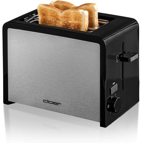 CLICKSELL-3210 Grille-Pain Pour 2 Tranches De Toast, Support Pour Petits Pains Intégré, Élevateur De Tranches De Pain, Tiroir À Miette, 825 W, Boîtier En Matière Plastique Noir/ Acier Inoxydable Bros