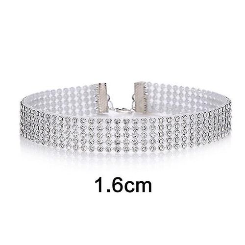Collier Avec Imitation Diamants Pour Femme, Bijoux En Verre, Accessoires De Mariage, Couleur 1.6cm