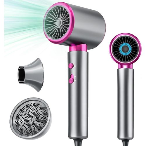 Clicksell-Sèche-Cheveux Ionique Professionnel, 2400 W Avec Bouton Chaud/Froid, 3 Réglages De Température, Diffuseur Inclus, Adapté Aux Salons De Coiffure Professionnels/À Domicile (Gris)