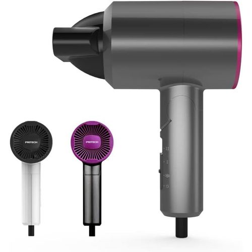 Clicksell-Sèche-Cheveux Professionnel Puissant Pour Séchage Rapide, Buse Concentratrice D'air, 3 Vitesses, Séchoir De Voyage, 1100 W, Rouge.