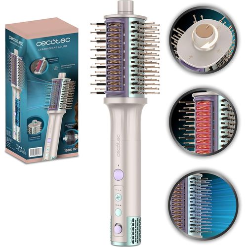 Clicksell-Brosse Soufflante Ceramiccare Allin1, Chauffante Brosse Coiffante 1500 W 4 En 1, 3 Directions D'air Et Revêtement En Céramique Pour Un Séchage Rapide Et Un Coiffage Polyvalent