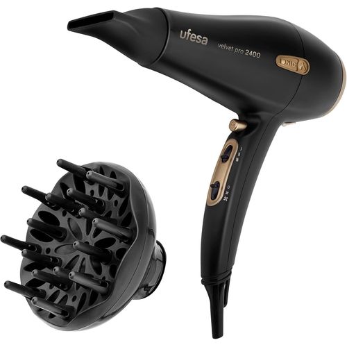 CLICKSELL-Sèche-Linge Professionnel Velvet Pro 2400 Avec Technologie Ionique, Diffuseur Et Concentrateur, Noir/Cuivre, 2400 W