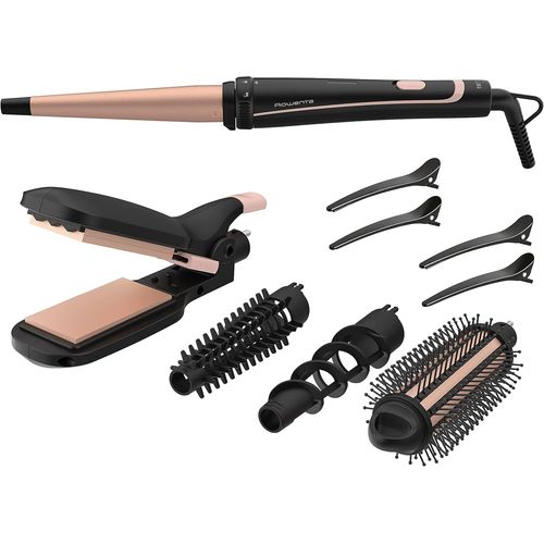 Clicksell-Fer À Coiffer 14-En-1, Lisseur Cheveux, Fer À Gaufrer, Appareil Pour Boucler Les Cheveux, Brosse Chauffante, Revêtement Céramique, Cheveux Brillants, Embout Froid, Infinite Looks Cf4231f0