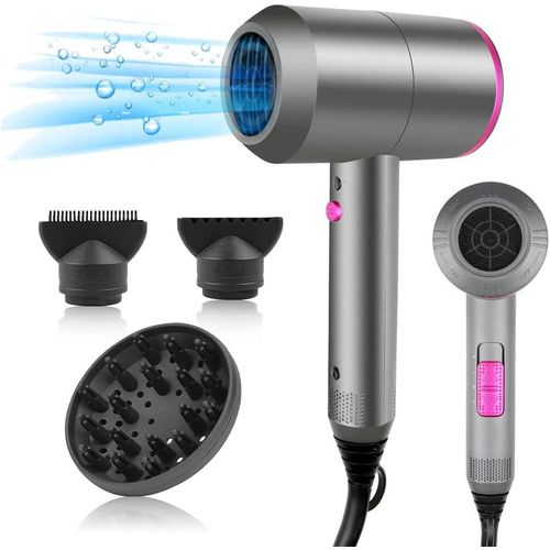 Clicksell-Sèche-Cheveux Professionnel Durable Et Ionique, Séchage Rapide, Protection Thermique, Bouton Air Froid, 3 Niveaux De Température, 2 Buses, 1 Diffuseur, Pour Famille Et Salon De Coiffure 