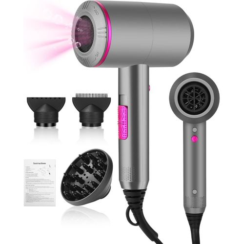 Clicksell-Seche Cheveux Ionique 2000w Seche Cheveux Ionique Diffuseur Professionnel Hair Dryer Moteur Ac Avec 2 Concentrateurs&1 Diffuseur,Froid Chaud 3 Températures 2 Vitesses,Pour Famille Voyage Salons 