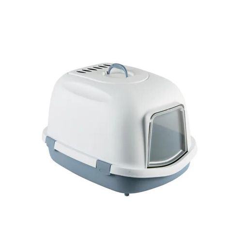 Maison De Toilette Pour Grand Chat - Stefanplast Super Queen - Bleu Acier - 55 X 71 X 46.5 Cm