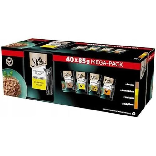 Nourriture Humide Pour Chat - Sheba - Delikatesse En Gelée - Multipack 40 X 85 G - Volaille - Sans Additifs