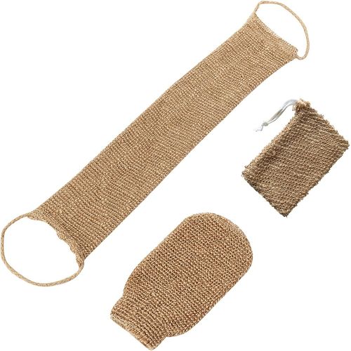 3 Pièces Gant De Crin Exfoliant Corps, Sangle Lave Dos, Sac À Savon En Jute, Accessoires Pour Le Bain Pour Bains Du Dos Corps Et Visage 