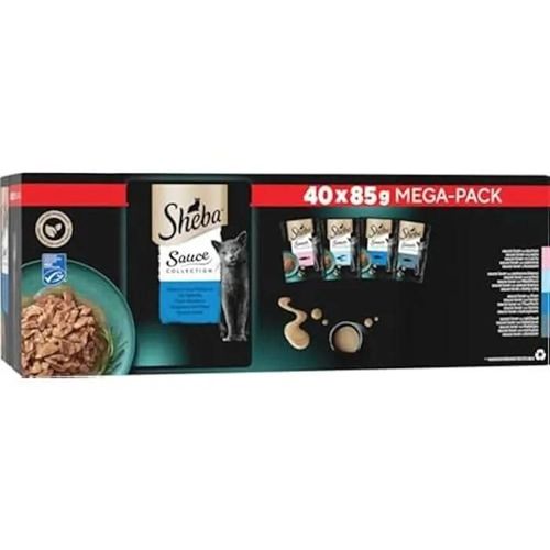 Nourriture Humide Pour Chat - Sheba - Sauce Collection - 4 Variétés - 40 Sachets De 85g - Ingrédients Naturels