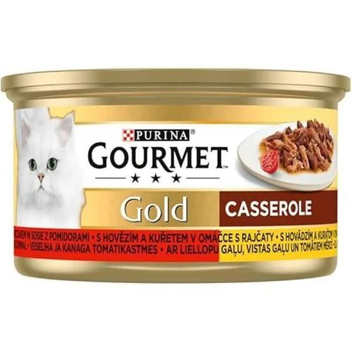 Nourriture Pour Chat - Gourmet - Casserole Gold - Boeuf Et Poulet En Sauce - 85 G - Pâtée Adulte